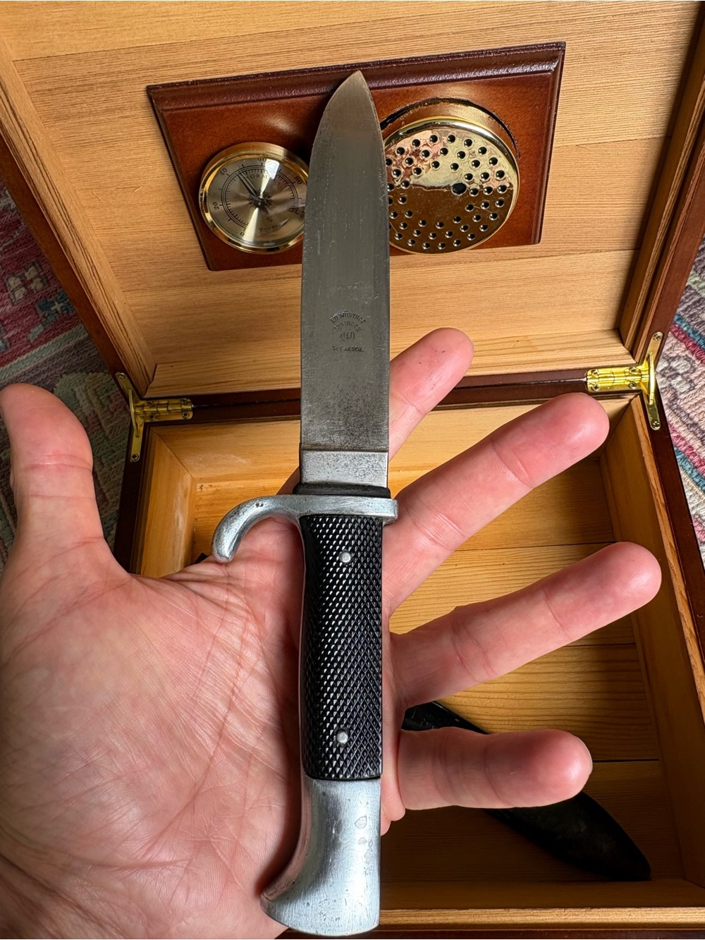 WWII Era German Hitler Youth Knife - Black Handle with Red Emblem